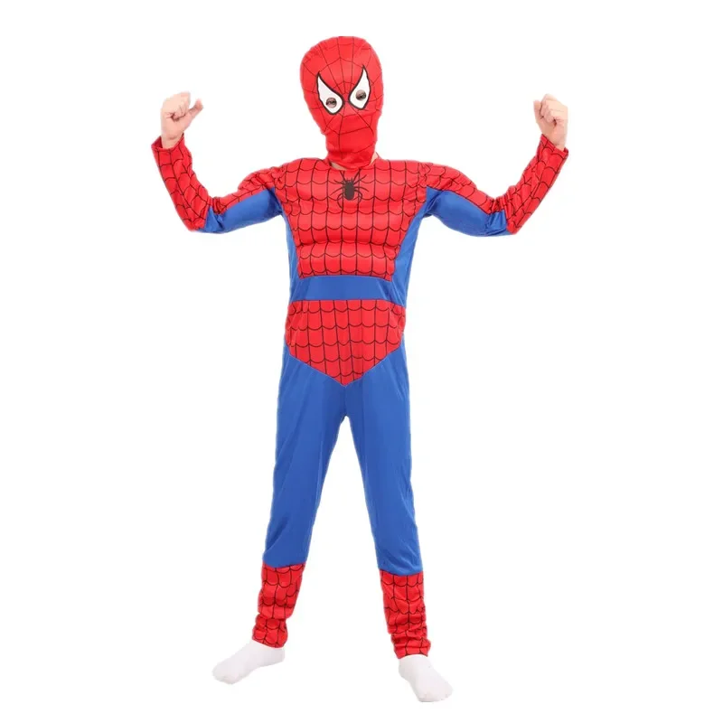 Boys and Girls New Year Superhero Peter Parker Muscle Chest Costume for Kids Ultimate Movie Characters Cosplay Halloween Party