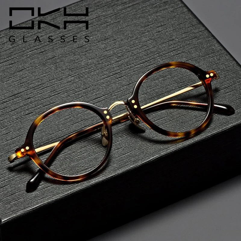 okh fashion-round-glasses-women-2024-new-retro-titanium-acetate-eyewear-custom-myopia-prescription-eyeglasses-frame-for-men-t68