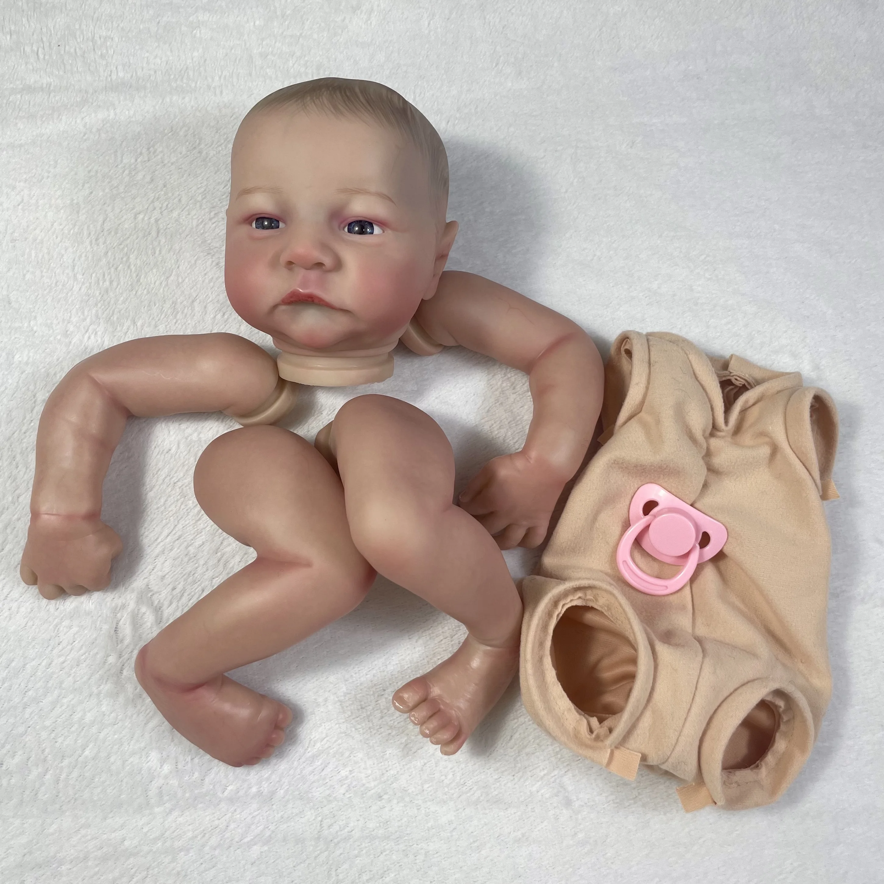 19Inch Already Painted Reborn Doll Kit Levi Awake 3D Painted Skin High Quality Unassembled Handmade Reborn Baby Doll Parts view 5