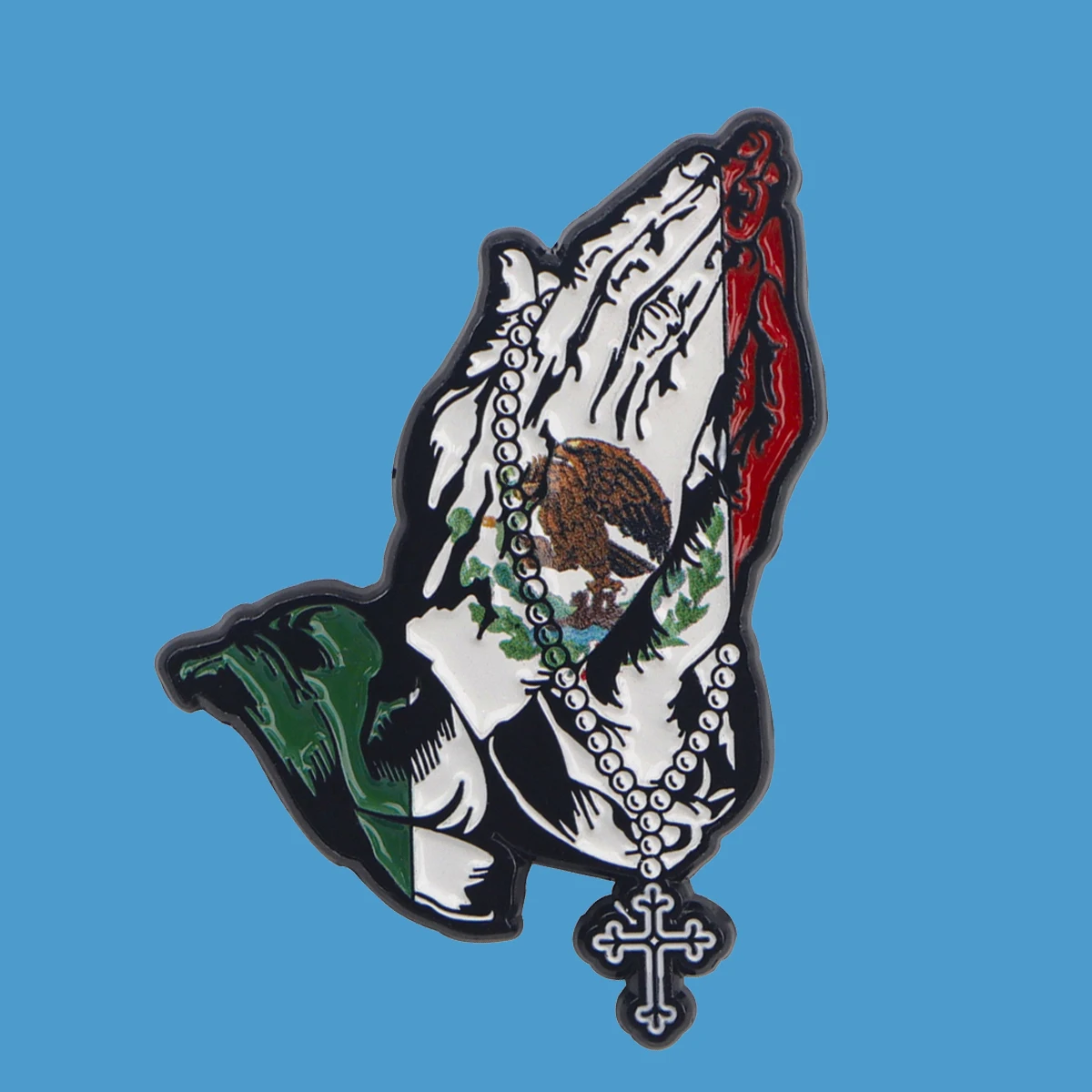 Mexican Flag Enamel Pin Cartoon Jesus' hand Lapel Pins for Backpacks Metal Badges Brooch for Hat Clothes Jewelry Gifts Friends