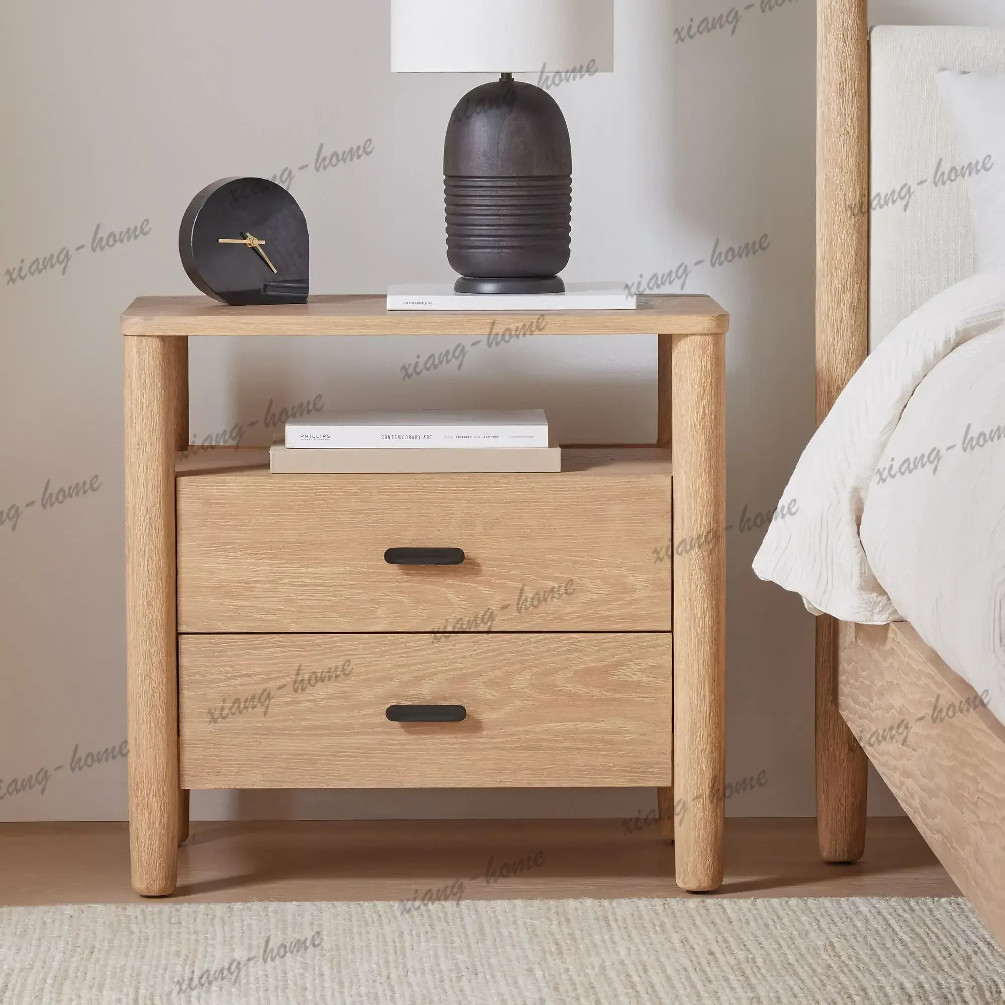 Best Sellers Modern High Quality Wood Home Bedroom Furniture Wooden Nightstands Bedside Table With 2 Drawers