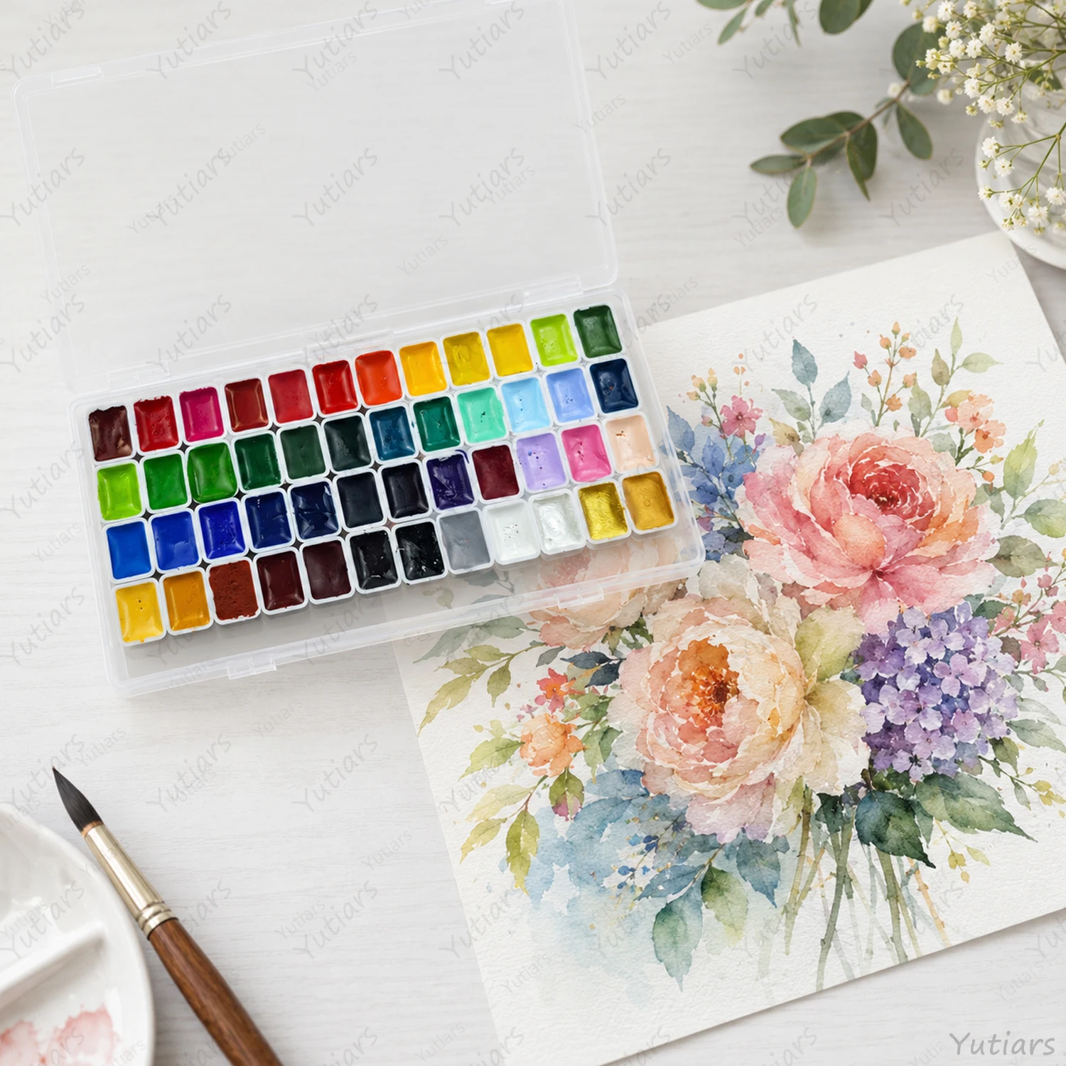 48 Farben, granulierendes, transparentes, festes Aquarellfarben-Set, 1 ml Pigment, professionelles Kunstzubehör für Künstler, Erwachsene, Anfänger – Detail 3