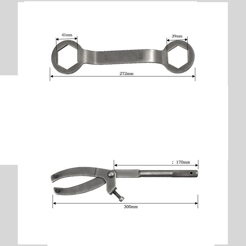 Motorcycle Pulley Nut Removal Wrench with 39mm 41mm Heads Y Type Flywheel Wrench Adjustable Opening for Repair