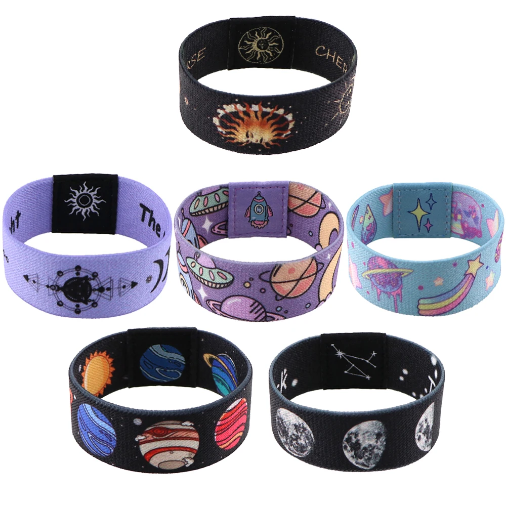 Moon Sun Pattern Bracelets on Hand Jewelry Stretch Wristband Bracelet for Women Men Bangles Fashion Accessories