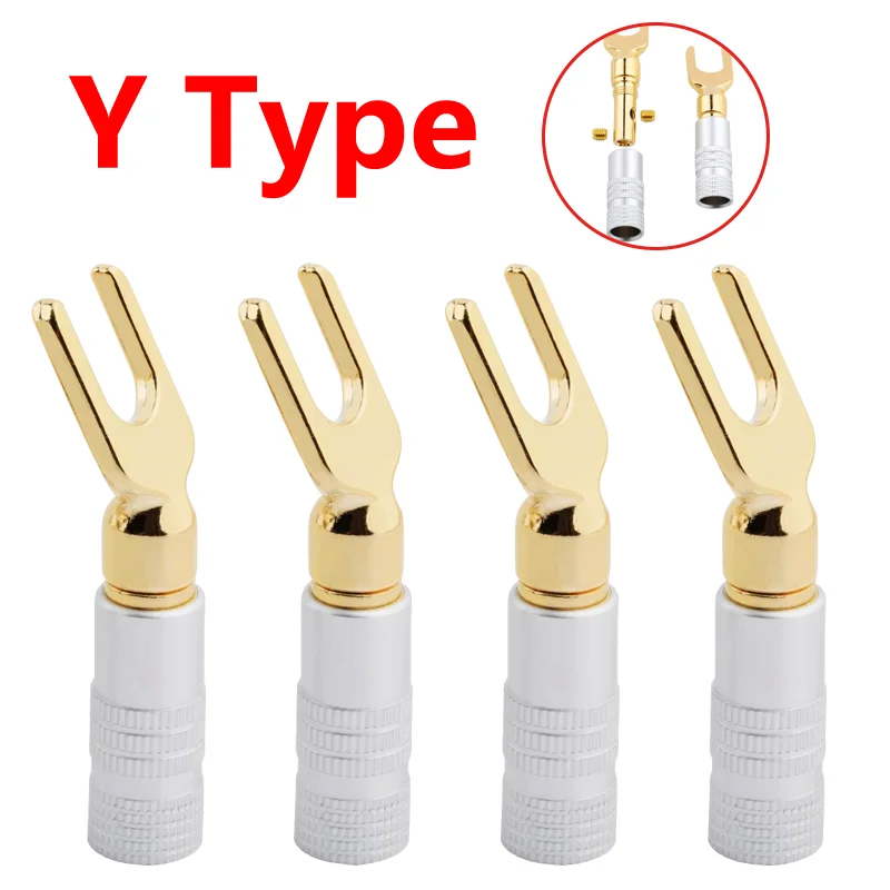 

10pcs Y Type Banana Plug Socket Gold Plated Audio Adapter Connector With Metal Sheath