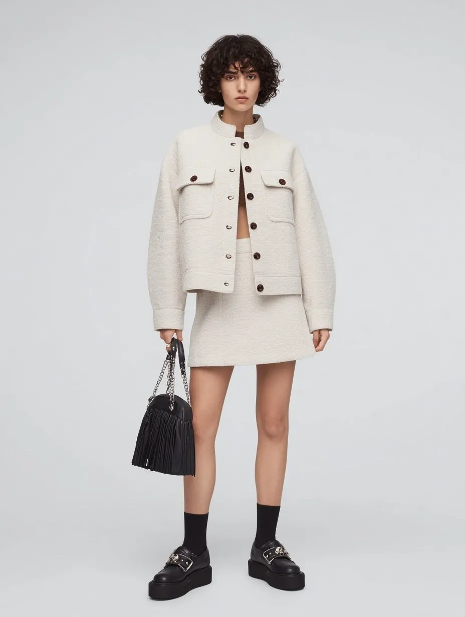 

Mia Muse Women's Sets Autumn Winter Chic 2025 French Plain Long Sleeve Turn-down Collar Mini Skirts Wrap Skirt Casual Sets