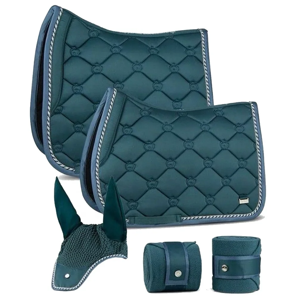

2025 Custom Quilted Dressage & Universal Saddle Pad Set Fleece Bandage & Crochet Fly Yarn