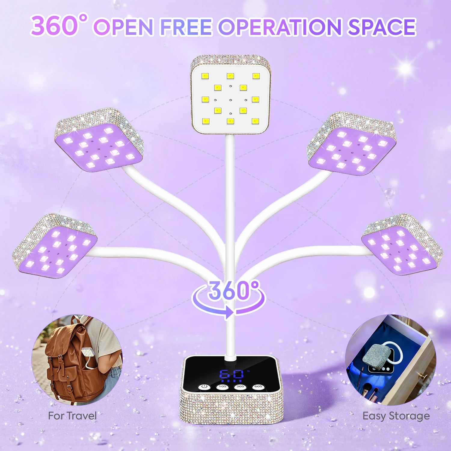 Professionelle Nagellampe, LED-UV-Nageltrockner, automatische Erkennung, Touch-Steuerung, schnell trocknendes Nagellicht, 360-Grad-biegsame Tischlampe für den Salon