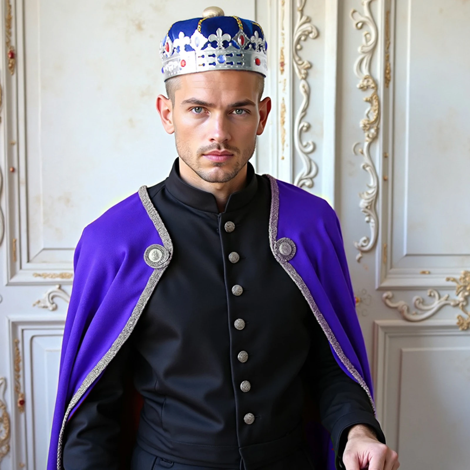 Men's King Crown Hat, Gemstone Royal Crown Medieval King Costume Cosplay Accessory view 5