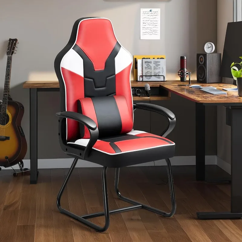 

Офисные стулья для гостей без колес, компьютерный стол с высокой спинкой, стулья для приема с мягкими подлокотниками, поясная подушка для игровых встреч