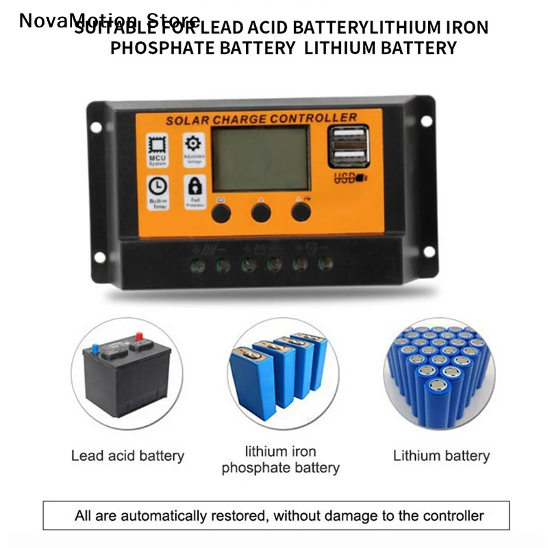 [NM]LCD Solar Controller 12V/24V 30A 20A 10A Solar Charge Regulator PWM Battery Charger LCD Display Dual USB 5V 2.5A Output MOS