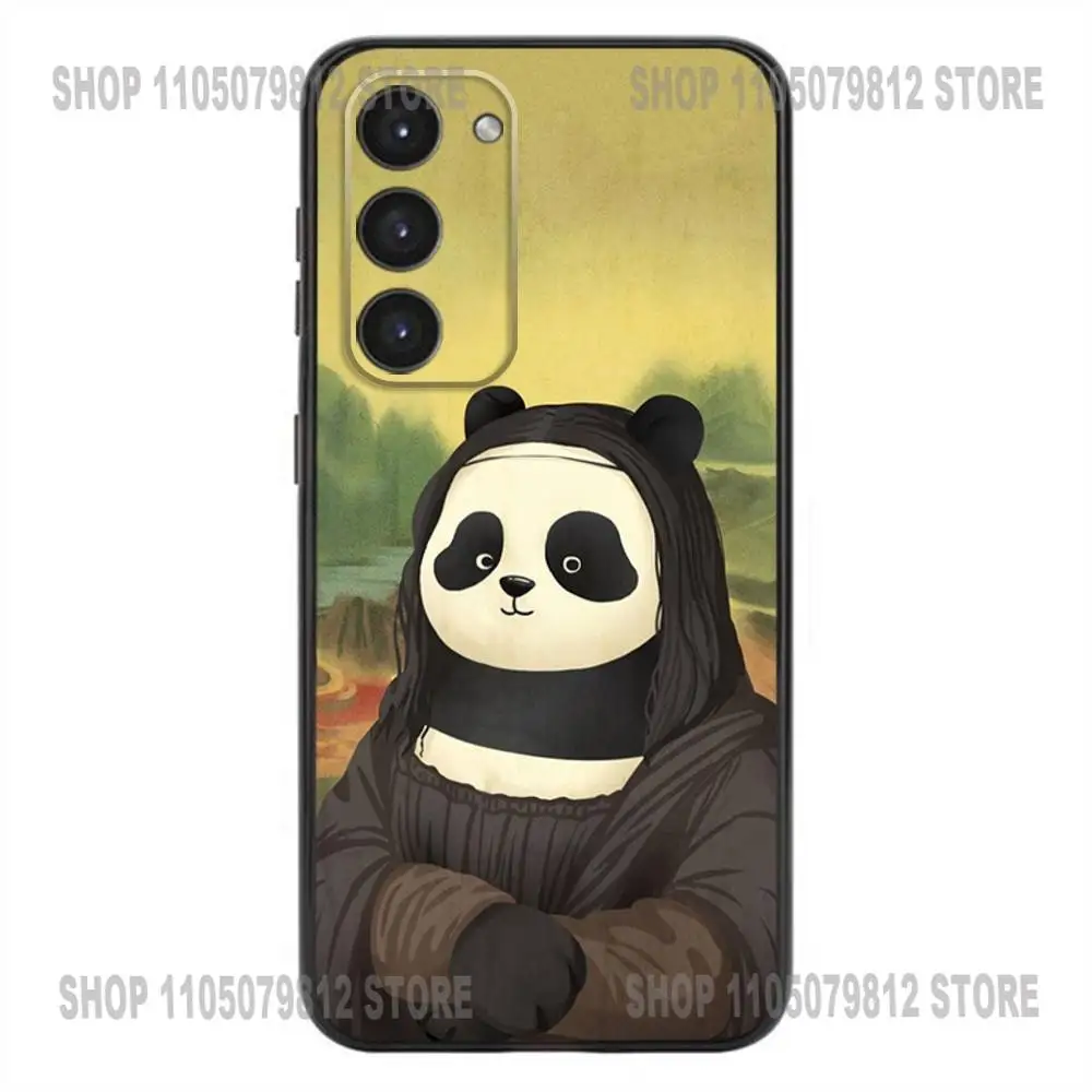 Capa de telefone divertida panda mona lisa arte para samsung galaxy a20,21s,22,31,32,52,53,72,73,80,91 capa preta de silicone macio