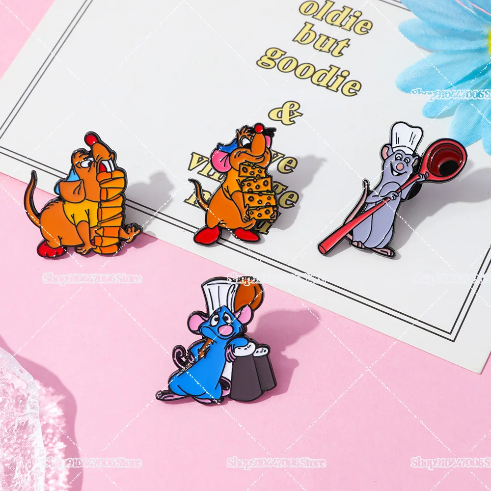 Linda insignia de Metal de ratón de Disney, broche de Animal de Ratatouille REMY, Pin, solapa de cocina, broche de aceite de goteo de aleación, accesorios de ropa, regalo