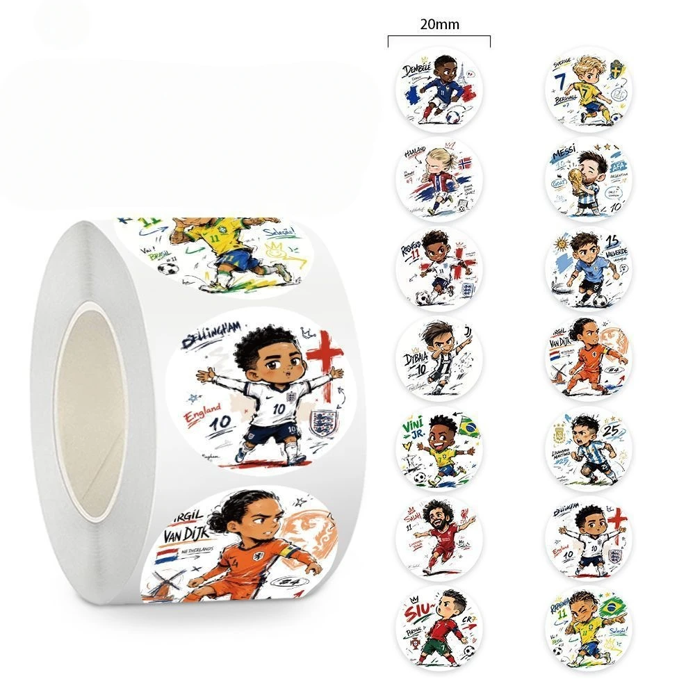 500Pcs/Roll Cartoon Football Star Stickers Soccer Decals For School Reward Stickers  Decoration Encouragement Sticker For Gift image 2