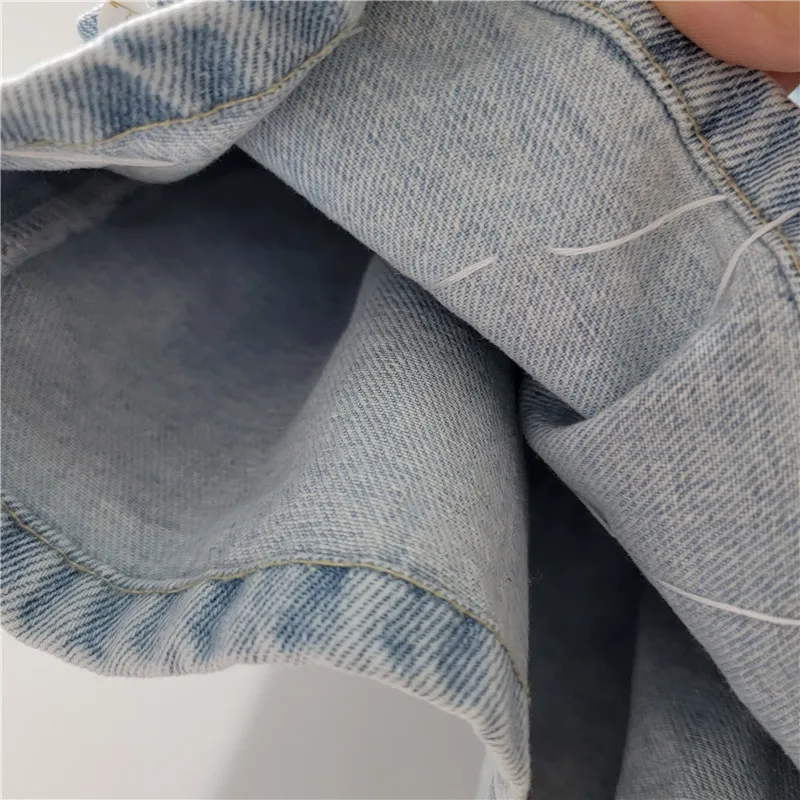 Calção jeans azul, com contas pesadas, cintura alta, emagrecedor, perna larga, artesanal, colorido, calça quente, verão, novo, 2022