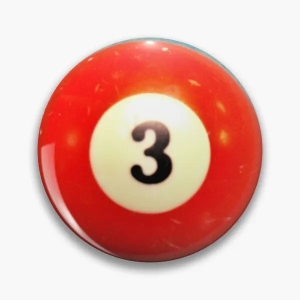 Number 3 Numeric 3 Billiard Ball Photo  Soft Button Pin Clothes Funny Gift Collar Cute Hat Fashion Creative Brooch Decor Women