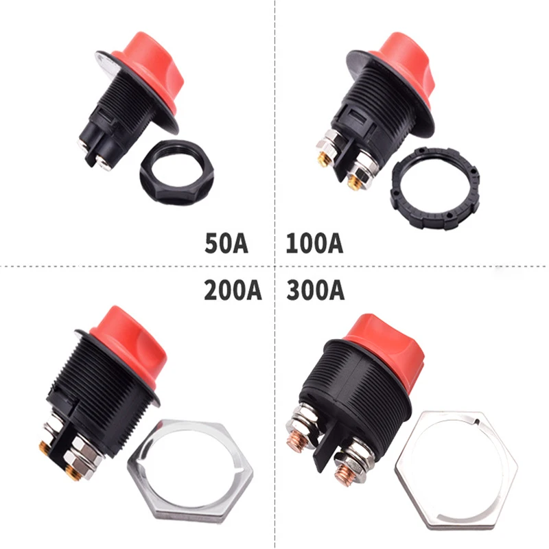 

50 100 200 300A Car Battery Race Rally Switch 12V Battery Disconnector Isolator Cut Off Switch KitFor RV Motorcycle Truck Boat