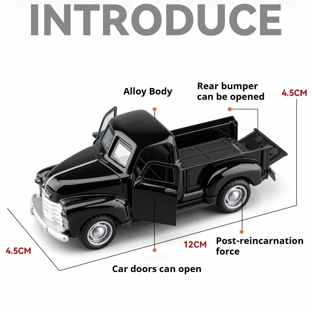 Scale 1:36 Old Style Pickup Truck Model Toy Car Alloy Diecast Pull Back Simulation Vehicles Models Toys Office Table Ornament