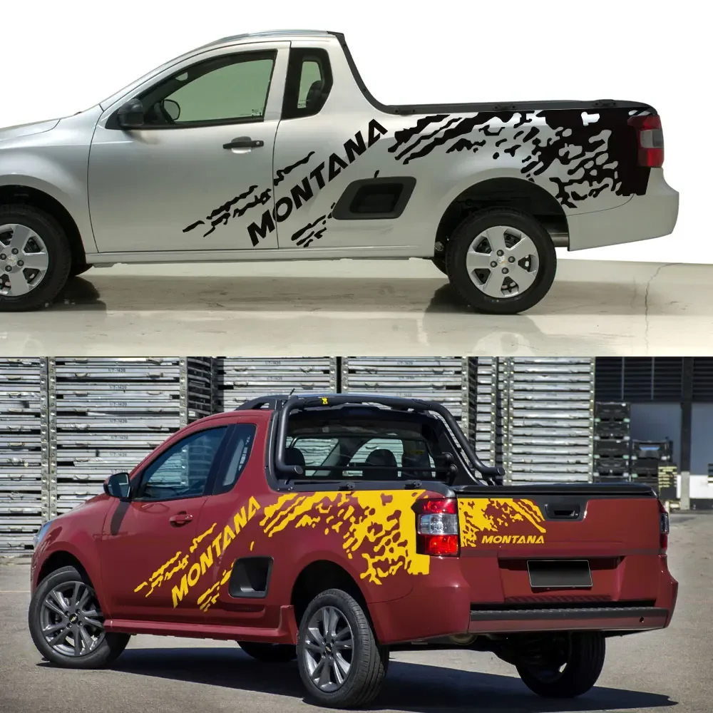 Pickup Body Side Stickers For Chevrolet Montana Utility Tornado Truck Splash Grunge Decor Decals Trunk Covers Auto Accessories