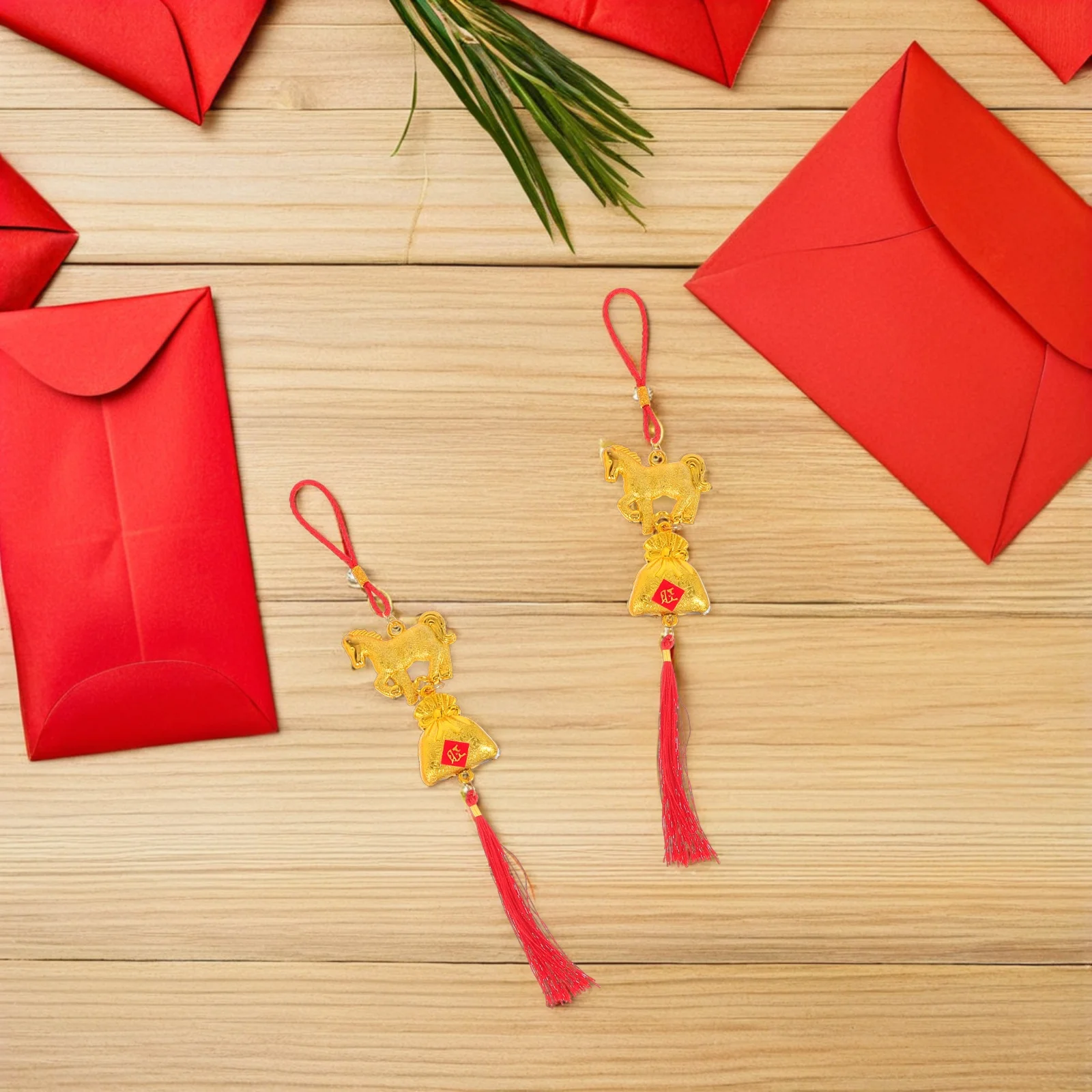 

6Pcs Chinese New Year Spring Festival Hanging Ornaments Pendants Horse Tassel Decorations Wealth and