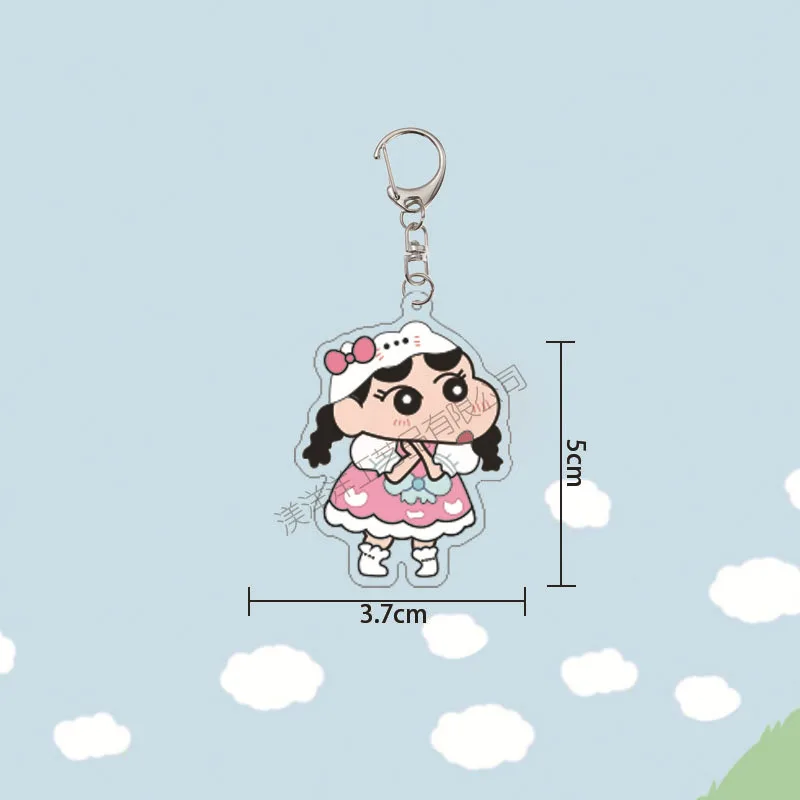 Sanrio Kawaii Crayon Shin-Chan Hello Kitty Kuromi My Melody Cinnamoroll Keychain Acrylic School Bag Pendant Kids Toys Girls Gift