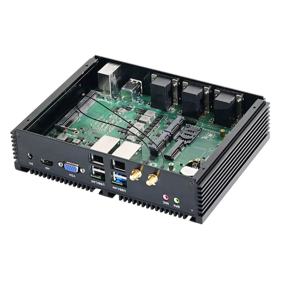 Computador industrial HUNSN, IPC, mini PC sem ventilador, IM07, Windows 11/Linux Ubuntu, I7 6500U 7560U, GPIO, WOL, slot SIM, WiFi, BT, 2LAN, 6COM