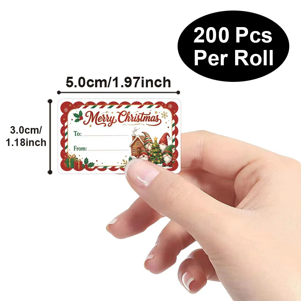 200Pcs Christmas Gift Tag Stickers,To From Xmas Present Labels,Santa Snowman Nutcracker For Gift Wrapping Holiday Decor