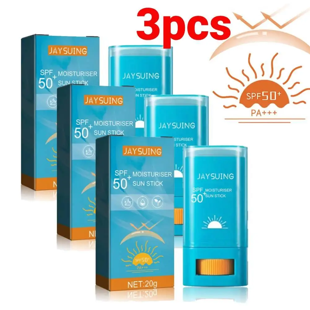 3pcs Moisturizing Sunscreen Stick  SPF 50+ Invisible Broad-Spectrum Face Sunscreen Wear Under & Over Makeup Lightweight Formula