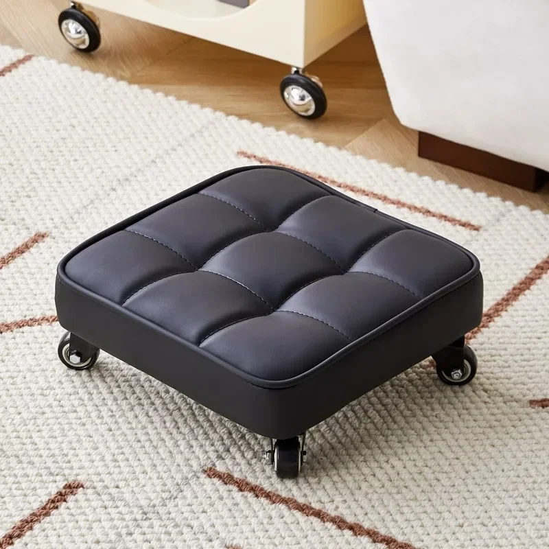 Iron Frame Padded Cushion Universal Roller Skating Low Stool Household Shoe-changing Small Bench Move Back Strap Baby Chair