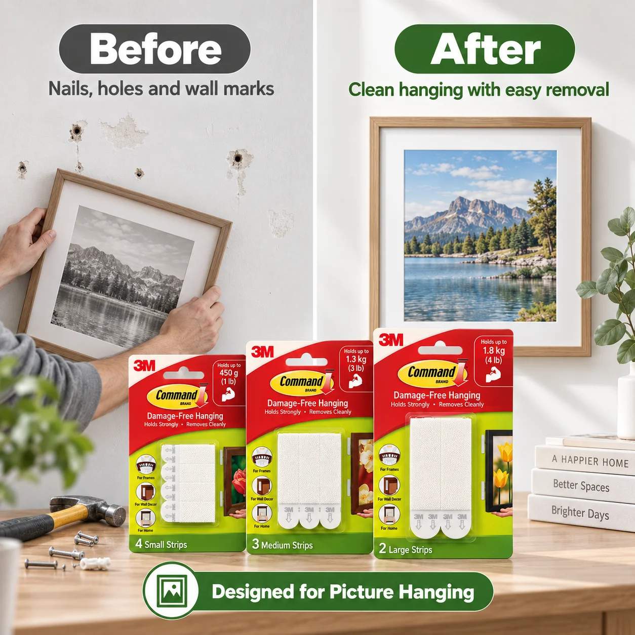 شرائط تعليق الصور من 3M Comman - مراجعة Picture Hanging Strip وسعره