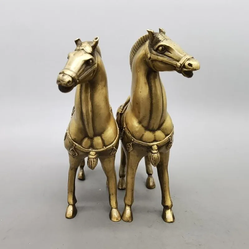 style aged zodiac horse home decoration antique brassware,a pair of brass horses for display craft gift
