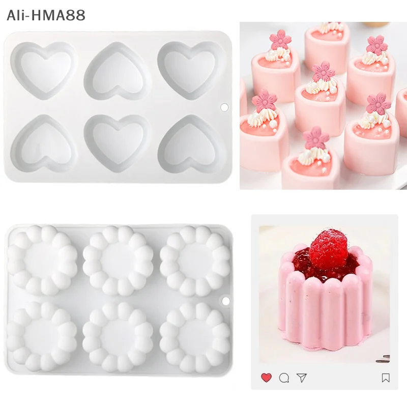 

3D Heart/Star/Round/Square Flower Pudding Silicone Mousse Mould DIY Dessert Chocolate Mold Cake Decorating Tools Bakeware