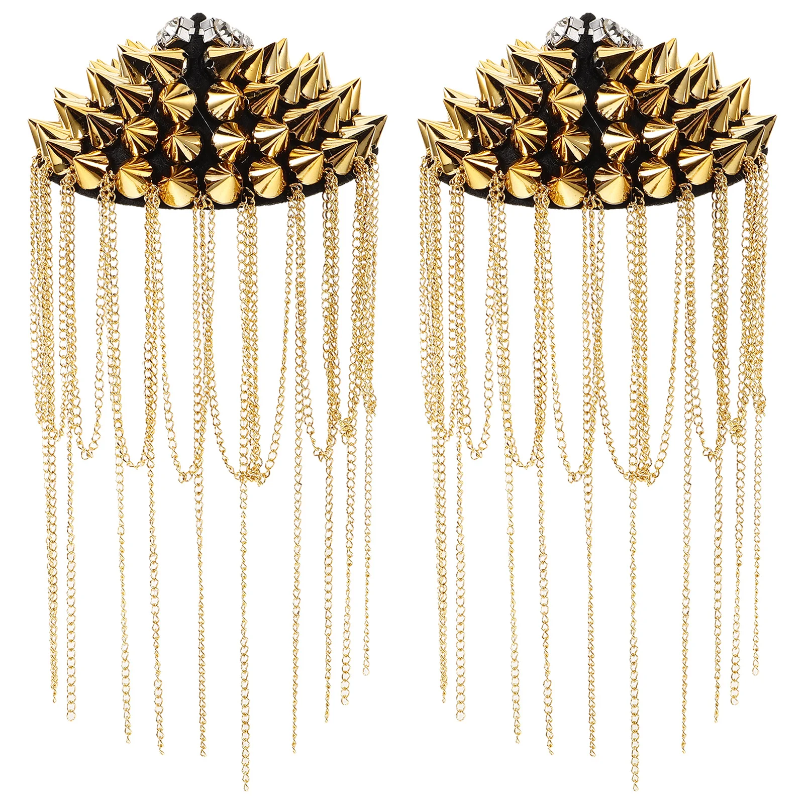 

2pcs Tassel Shoulder Epaulettes Punk Rivet Decorative Diy Clothing Accessories Vintage Fringe Shoulder Badges Costume Arm