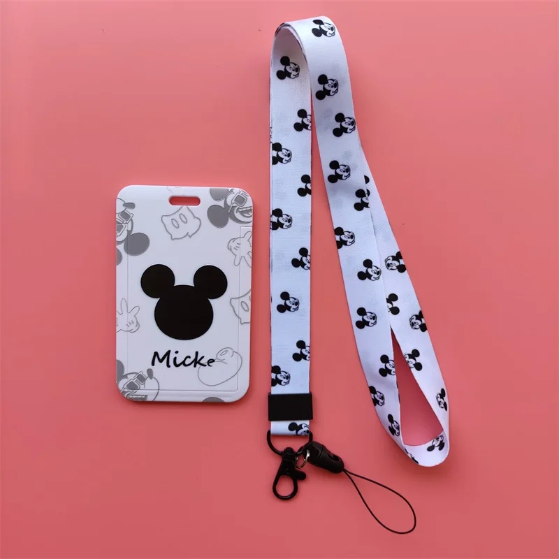 Mickey Minnie ID Badge Holder Lanyards Disney Business Card Case Employee Name Card Cover Children Student Neck Strap