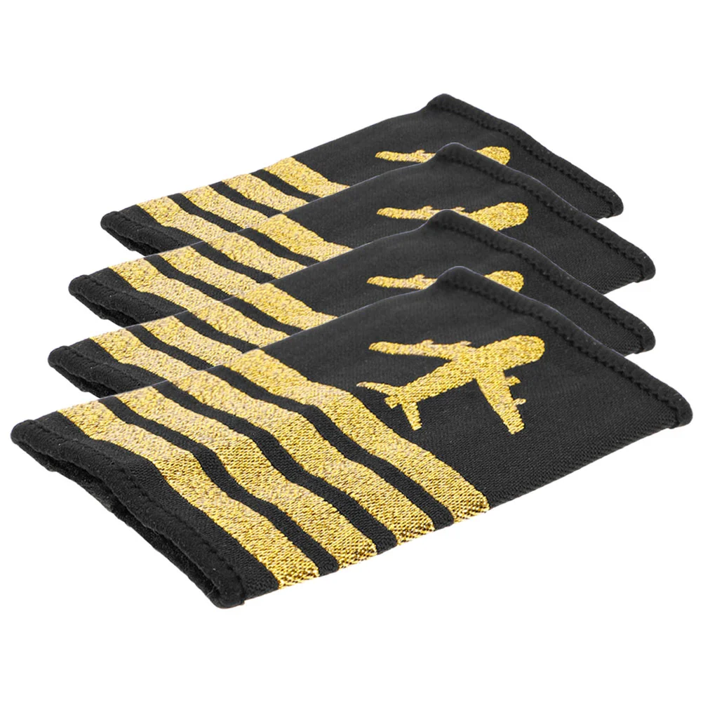 2 Pairs Aviation Uniform Badge Shoulder Boards Epaulets For Pilots Captain Epaulettes Airplane Badge Pilot Epaulettes Hats Caps