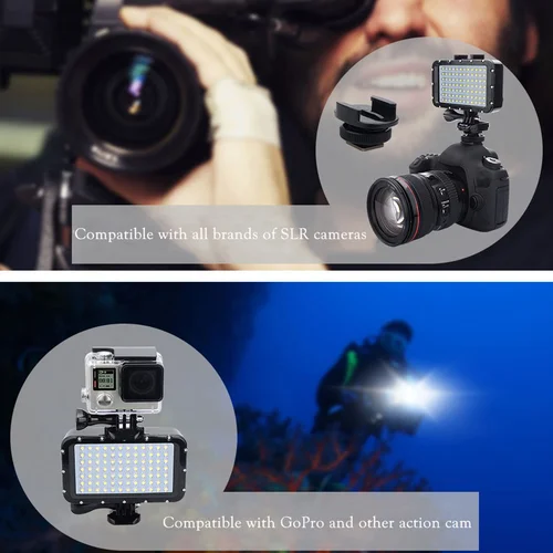 Imagen 2 del producto 50m/ 164 pies luces subacuáticas regulables recargables impermeables luces de buceo luces de vídeo LED 84 LED 5000lm para cámaras