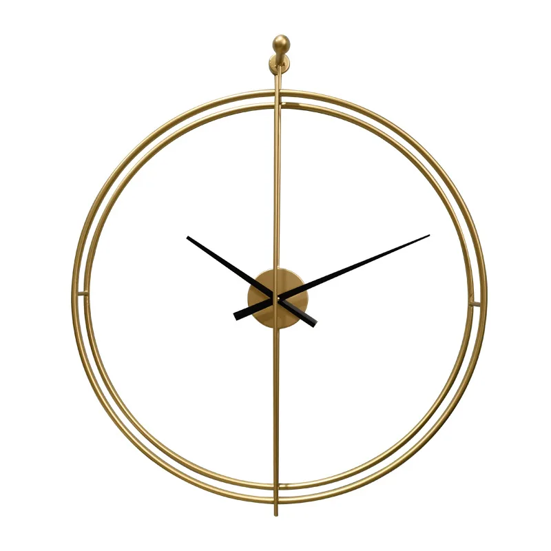 Jam dinding besi setengah lingkaran kreatif, hotel ruang tamu kamar tidur jam dinding lampu Nordik mewah dekorasi rumah jam dinding
