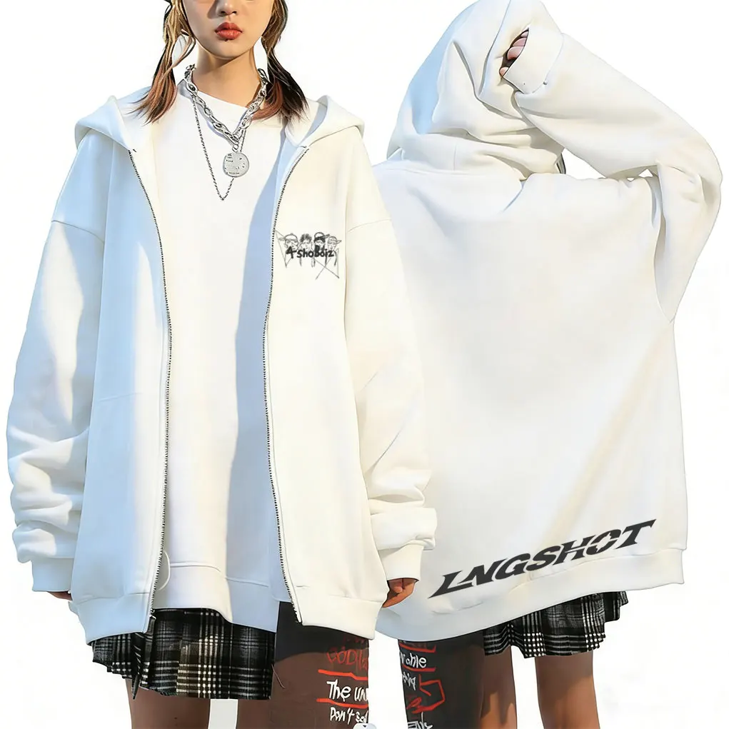 

Korean Fashion Kpop Lngshot Jay Park Same Zipper Hoodie Men Women Hip Hop Oversized Zip Up Jacket Men's Fleece Zip Up Sweatshirt