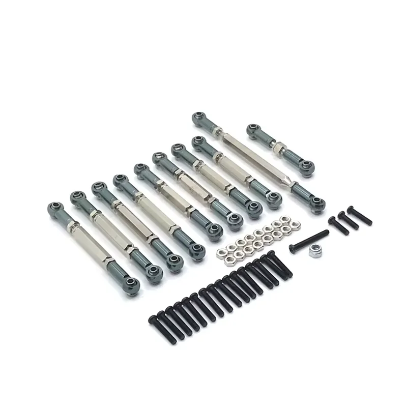 Metal Pull Rod Steering Link Rod Set for MN D90/D91/D96/D99S/MN99S/MN90 1/12 & WPL C14/C24 1/16 RC Cars  Upgrade Accessories