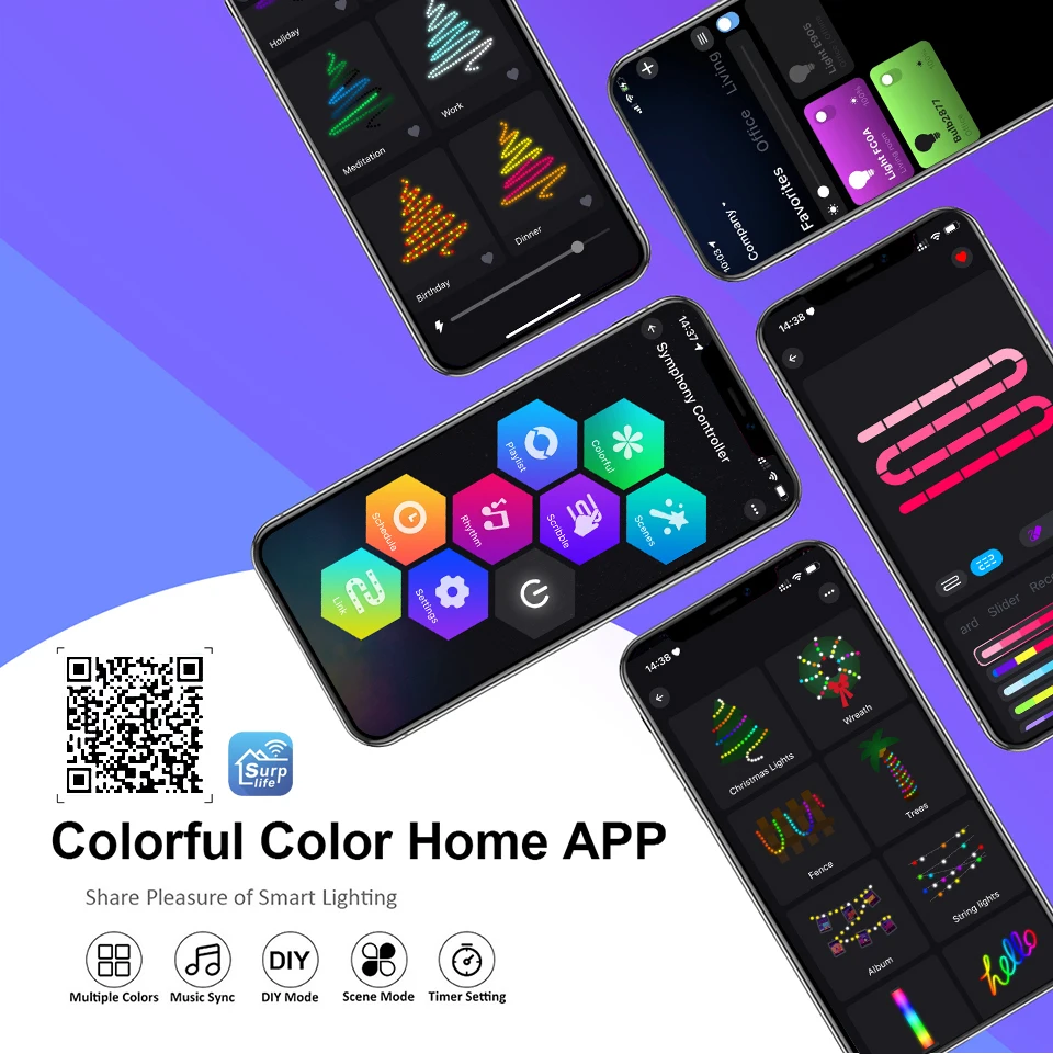 Smart Bluetooth RGB/IC LED String Lights with App Remote Control 10m 66leds USB for Christmas Tree Home Garland Decor Fairy