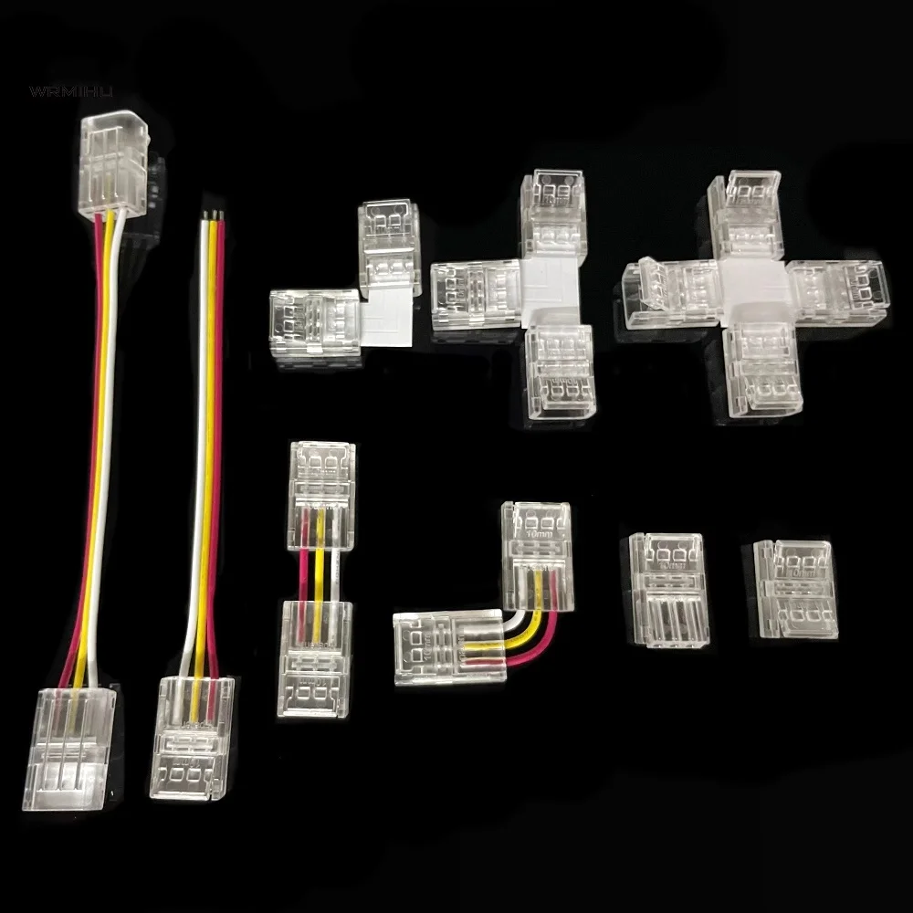 

5 шт. 3-контактный разъем для 8 мм 10 мм CCT, настраиваемая светодиодная лента COB, беспаечная лента для проводов, полосы для полосы, удлинительное соединение