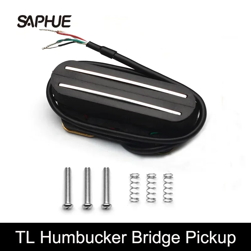 Dual Rail Dual Coil Magnetic Bridge Pickup Humbucker for Telecaster Electric Guitar Black with Silver 9K/16K