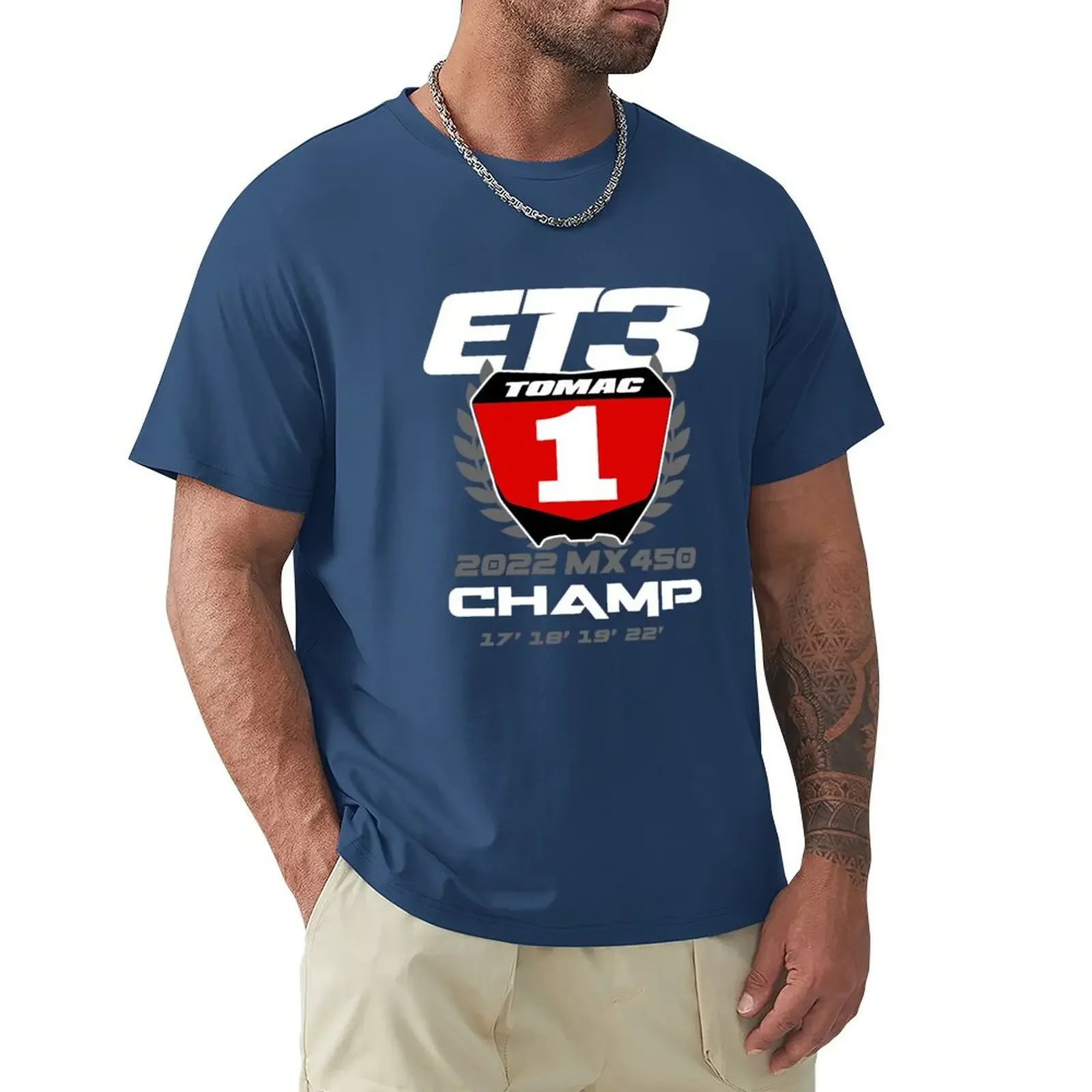 Eli Tomac Motocross 2022 Motocross Champion ET3 RED Number Plate Design T-Shirt heavyweights t shirts for men graphic