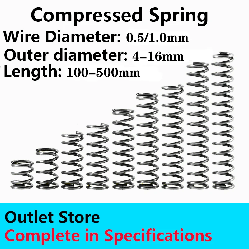 65MN Compression spring rotor pressure spring long spring wire diameter 0.5/1.0mm, length 100-500mm