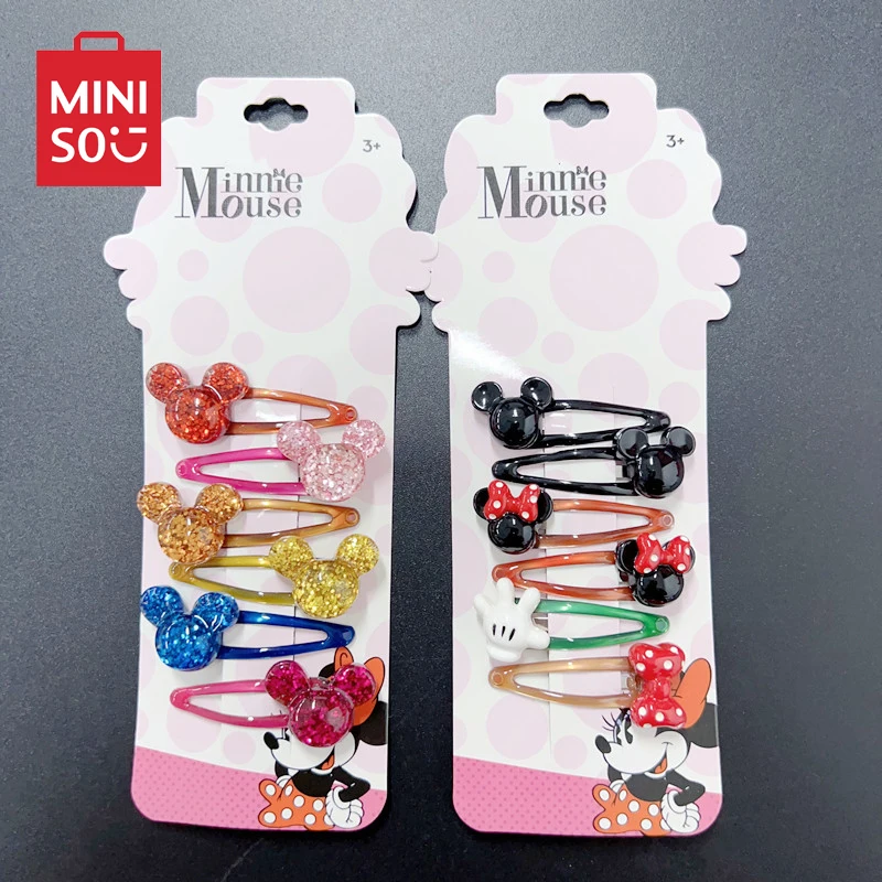 

Disney Mickey Minnie Mouse Hair Hairpin Miniso Cute Anime Figure Candy Color Ins Hairs Clip Headwear Accessories Kids Girl Gift