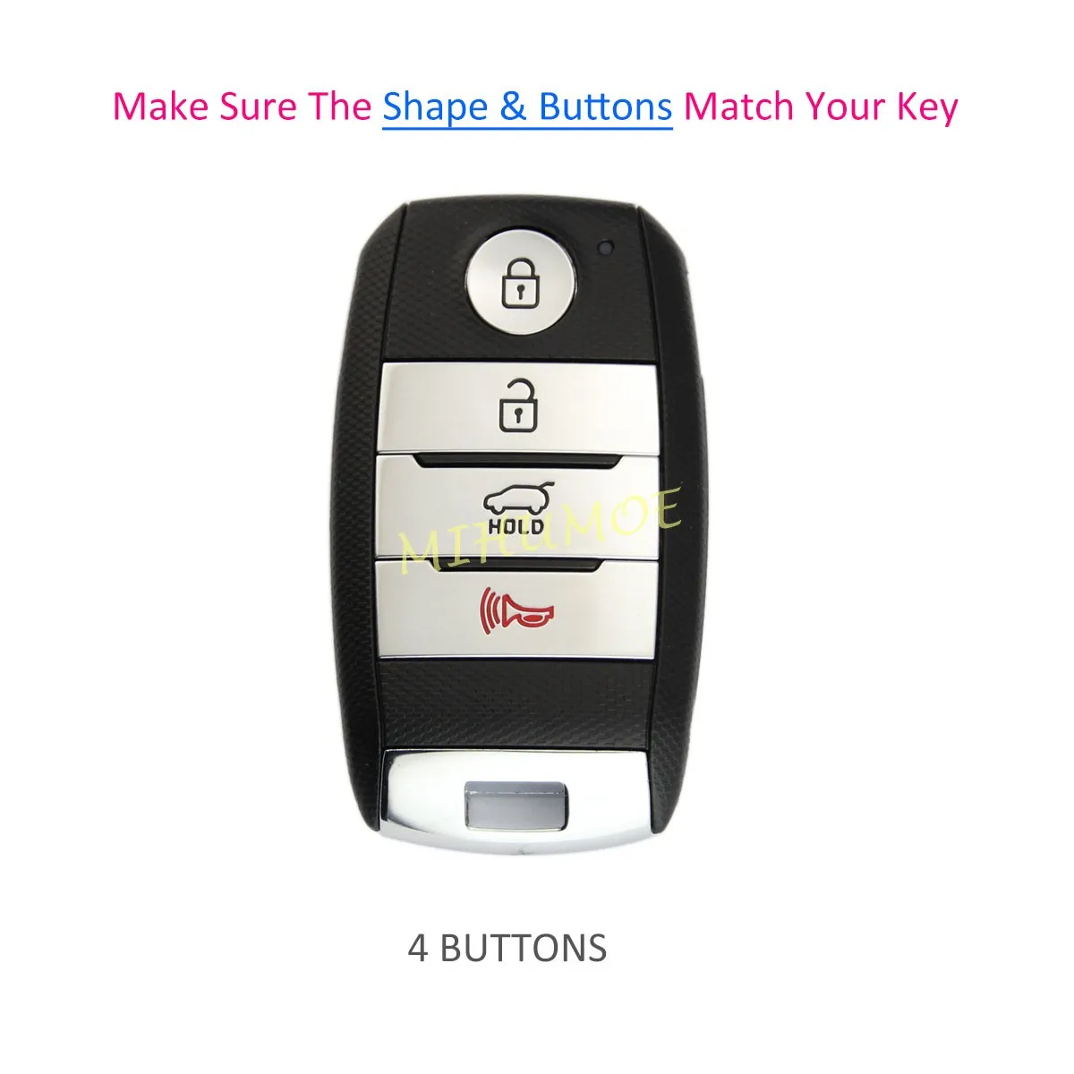 لكيا أوبتيما سبورتاج سورينتو سول نيرو 2017 2018 2019 البعيد فوب شل غطاء سلسلة سيليكون حافظة مفاتيح السيارة 4 أزرار أسود #2