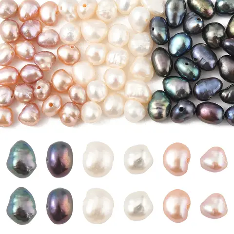 10Pcs Natural Cultured Freshwater Pearl Beads, Baroque Keshi Pearl Beads for Earring Necklace DIY Jewelry Making