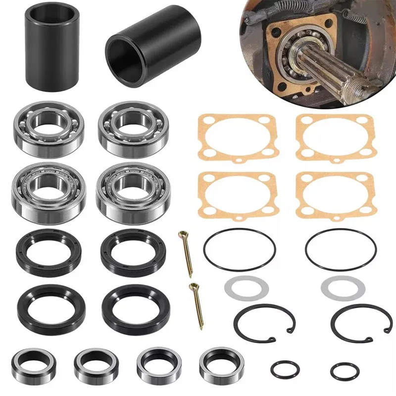 Rear Axle Bearings Seals Kit with Spacers, Clips, Snap Rings, Gaskets for Vw Type 1 Bug Karmann GHIA, for Volkswagen Type 3 Squa