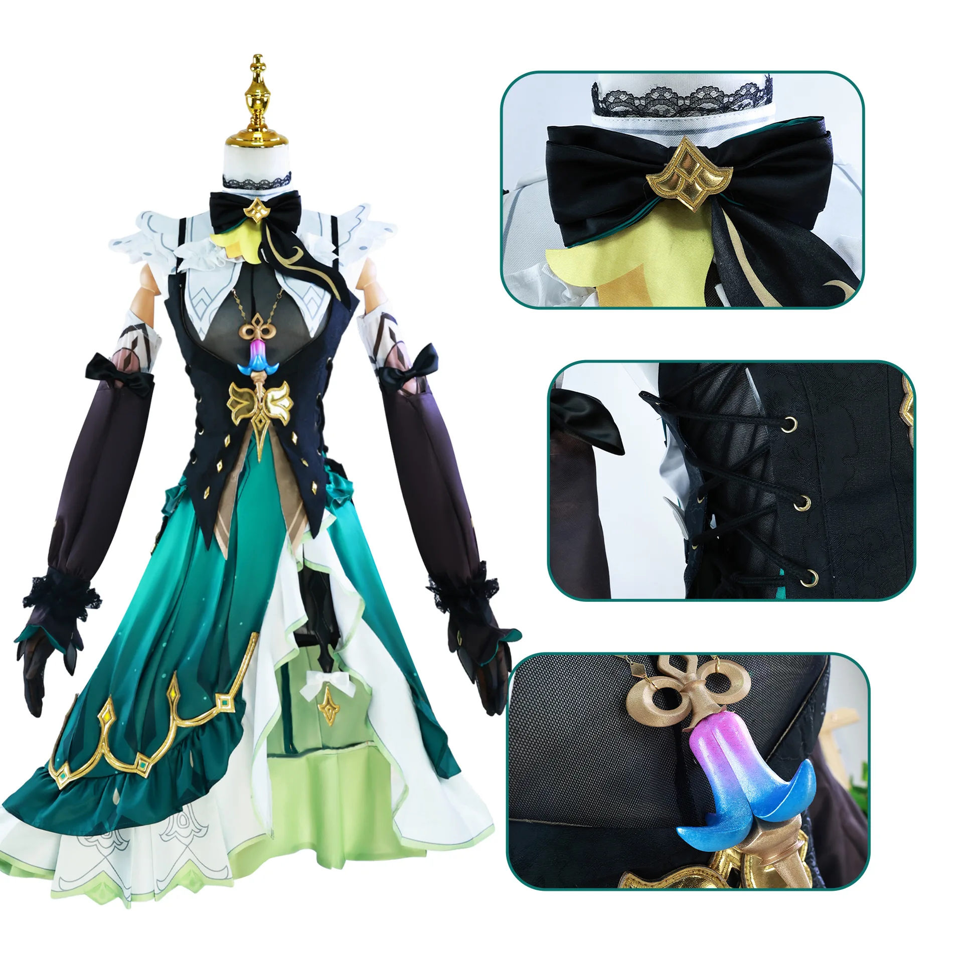 Emilie Cosplay Game Genshinimpact Emilie Cosplay Costume Dress Hat Wig Fountaine Flavorist Anime Role Play Carnival Party Suits