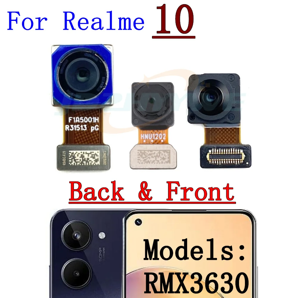 Modulo fotocamera anteriore posteriore per OPPO Realme 10 Pro + 10Pro anteriore piccolo rivolto indietro fotocamera principale cavo flessibile